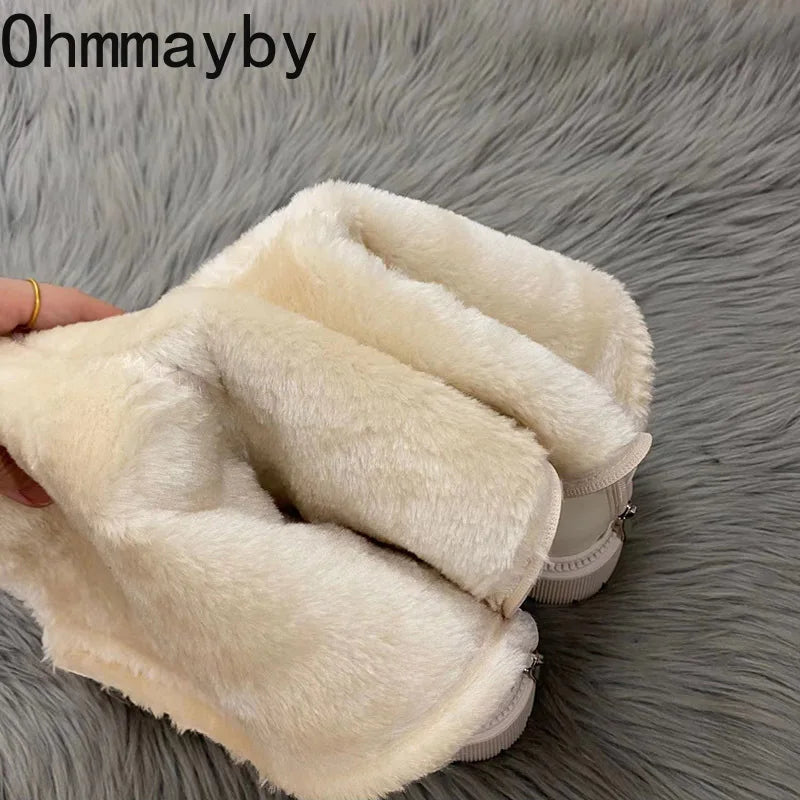 Winter Plush Women Knee High Boots Fashion Back Zippers Ladies Elegant Warm Cotton Long Booties Women's Footwear