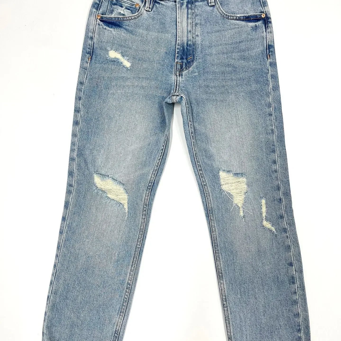 Spring Summer New Women High Waist Distressed Retro Jeans Casual Fashion Ankle-length Denim Pants