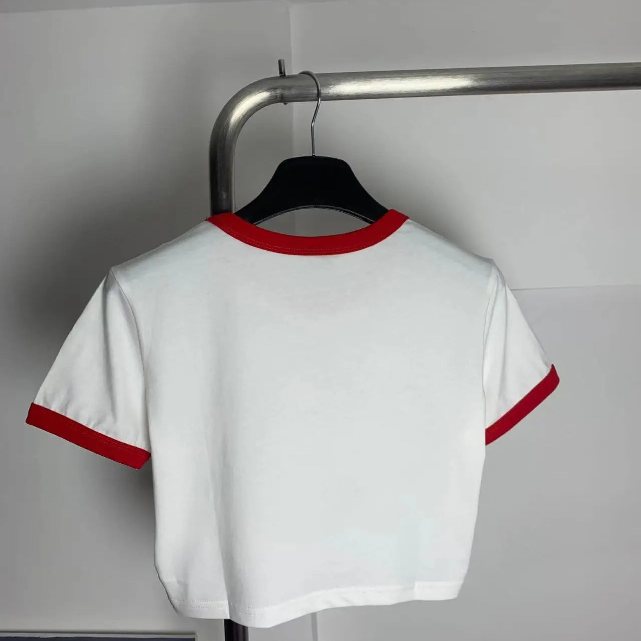 Spring Summer Ladies New T-shirt Fashion Letter Print Ultra Short Round Neck Age-Reducing Short-Sleeved T-Shirt X249965 Red