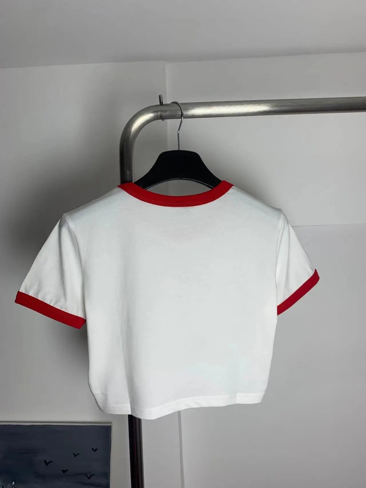 Spring Summer Ladies New T-shirt Fashion Letter Print Ultra Short Round Neck Age-Reducing Short-Sleeved T-Shirt X249965 Red