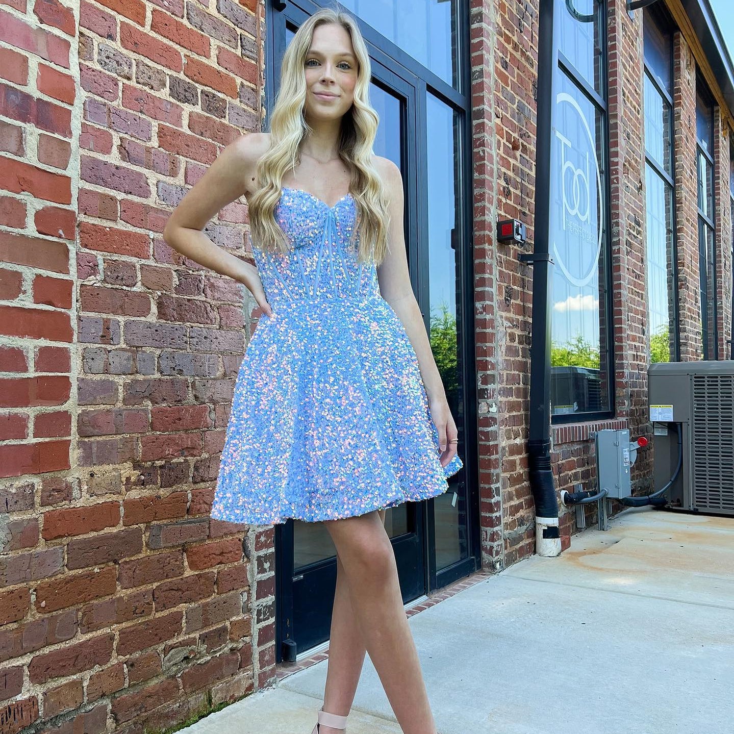 Sequin Velvet Hoco Dress 2024 NYE Sweetheart Built-in Bone Short Lady Formal Homecoming Party Gown Club Night Cocktail Prom Gala Light Blue