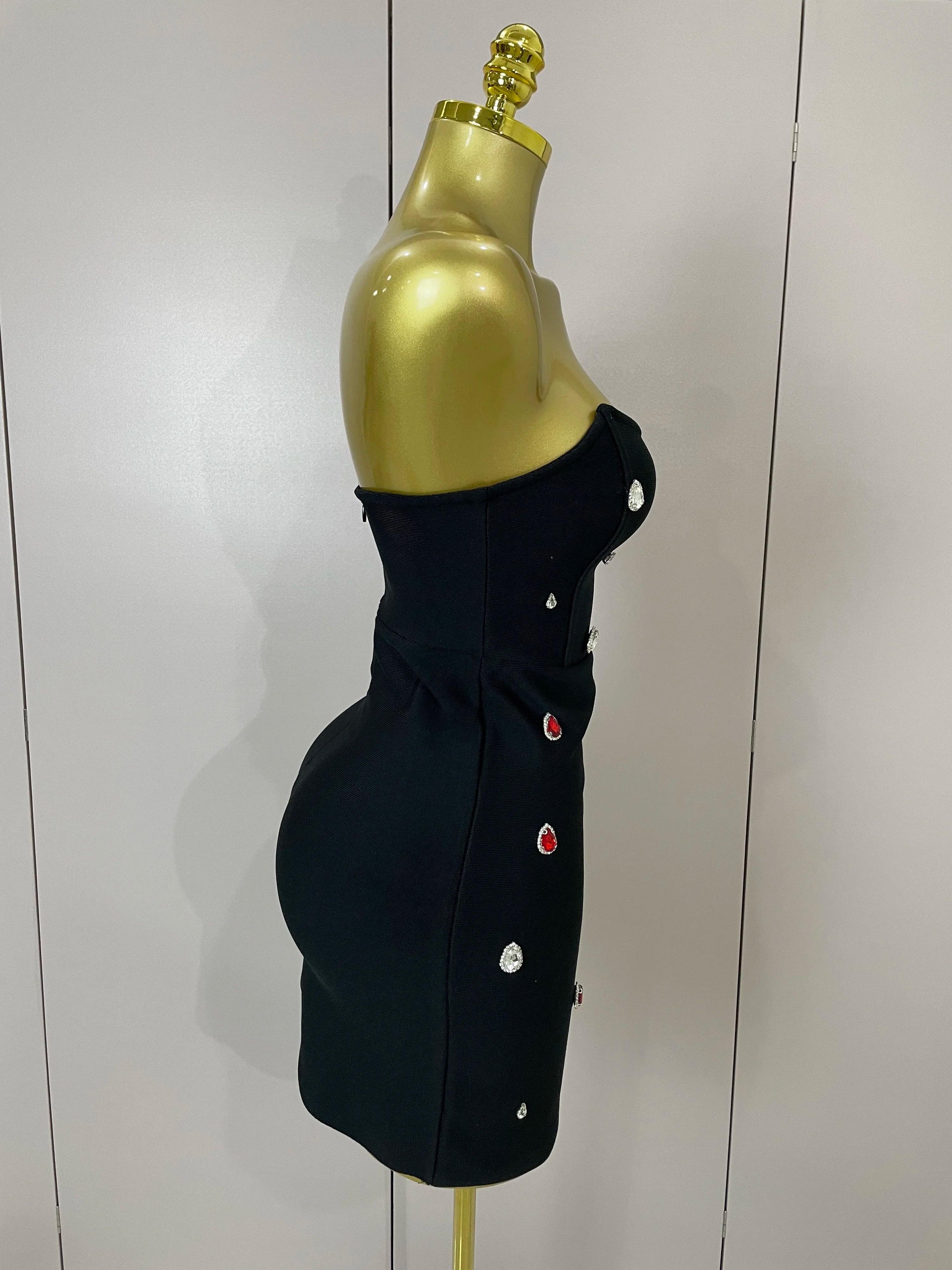Sexy Strapless Colorful Crystal Bodycon Mini Bandage Dress 2025 Women New Elegant Party Celebrate Luxury Birthday Dress