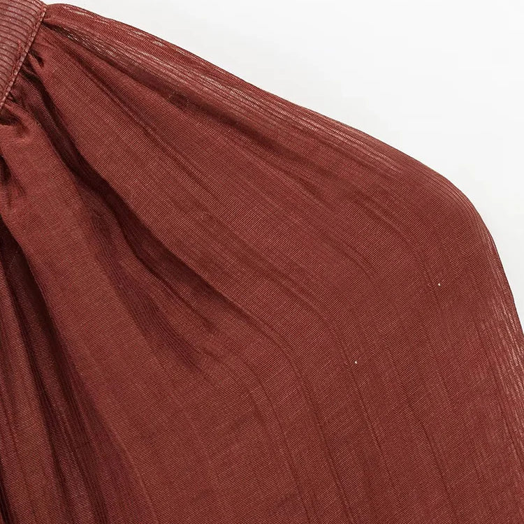 European and American style fashion all-match long-sleeved dress pleated new women's clothing ruffled tie waist dress