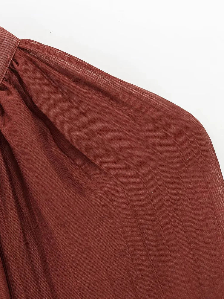 European and American style fashion all-match long-sleeved dress pleated new women's clothing ruffled tie waist dress