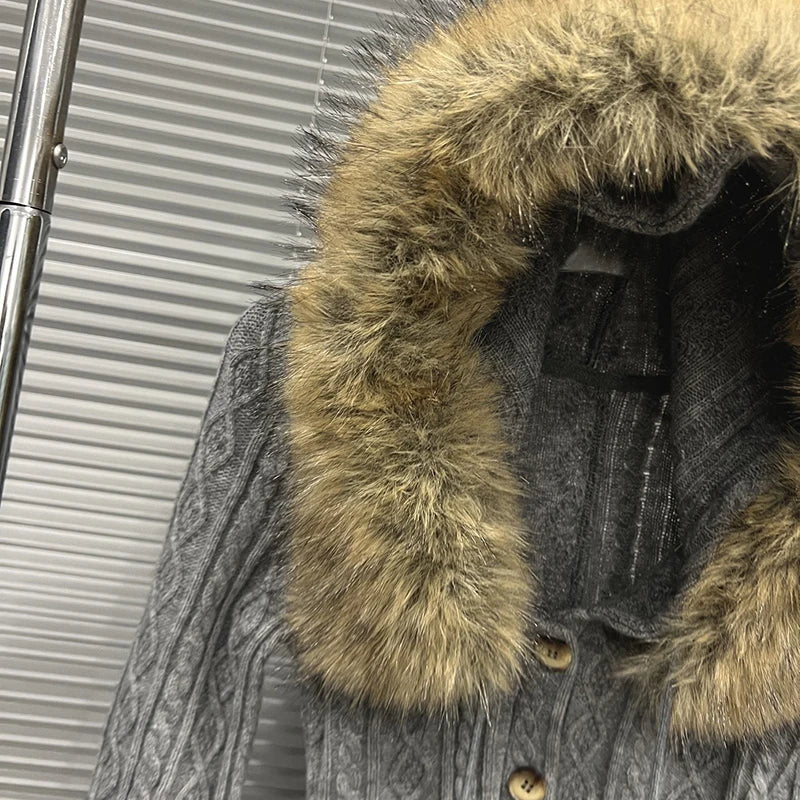 Autumn Winter New Fashion Hooded Slim Fit Long Sleeve Sweater Jumpsuit For Women Single-breasted Romper 11A07819