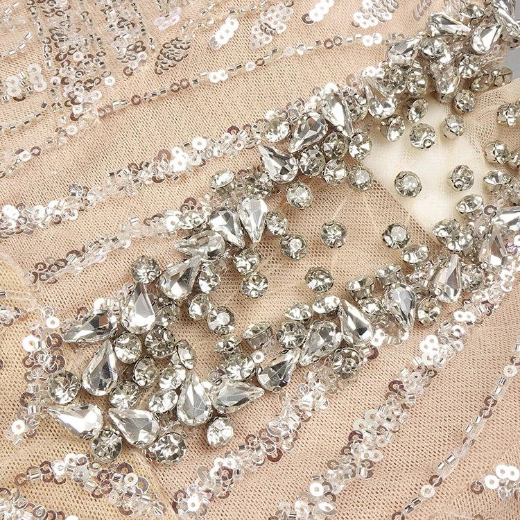 Stunning Crystal Embellished Mermaid Deep-V Neck Dress Gown for Glamorous Evenings