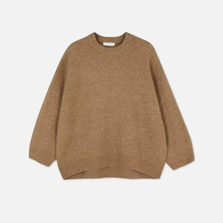 Sweater Women Knitted O Neck Solid Thicken Long Sleeve Pollover Sweaters Autumn Winter Casual Fashion Fluffy Commute Lady As how 3