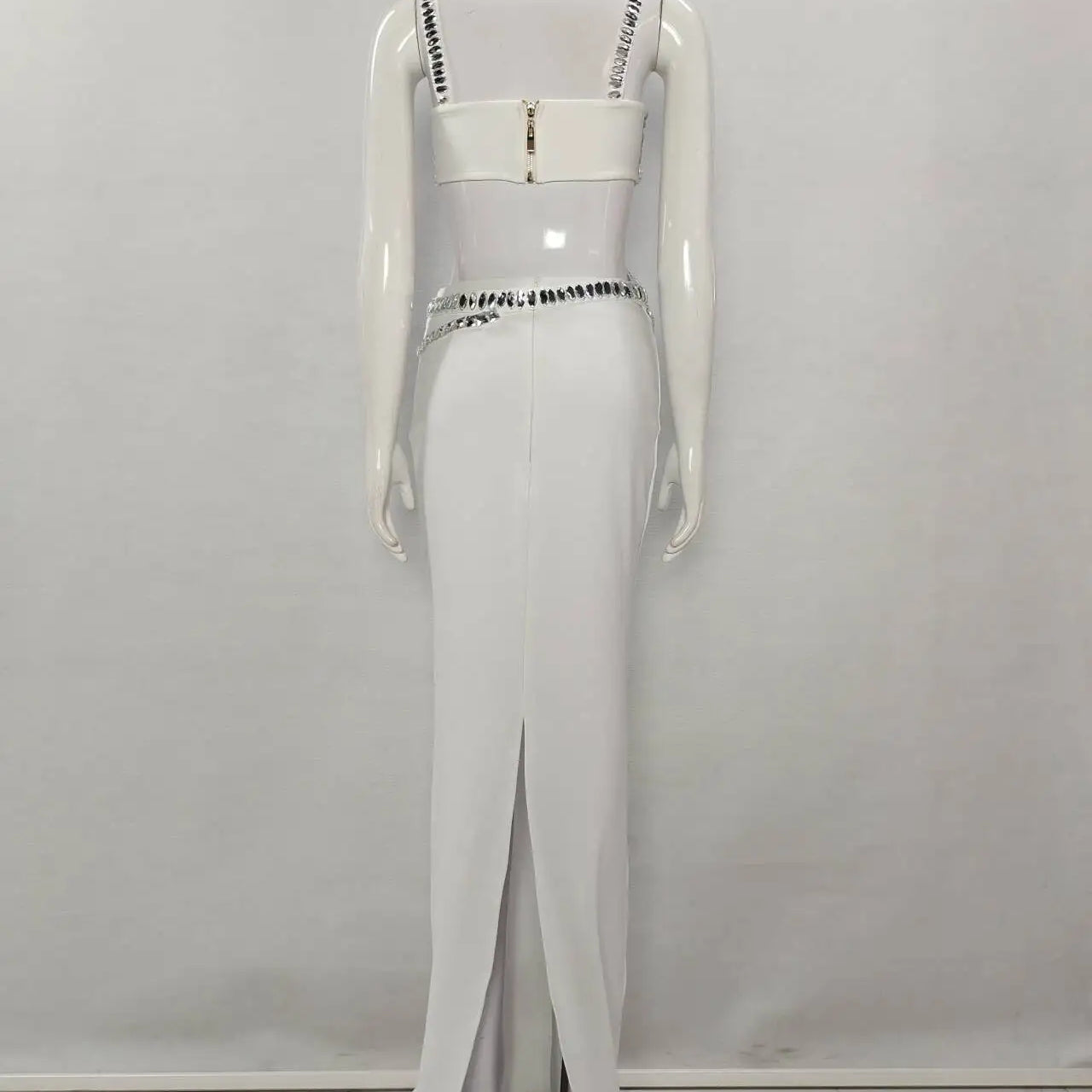 Shinning Big Crystal Women Sexy Strap Holes Bodycon Long Dress Fashion Celebrity Evening Party Red Carpet Dress Vestido