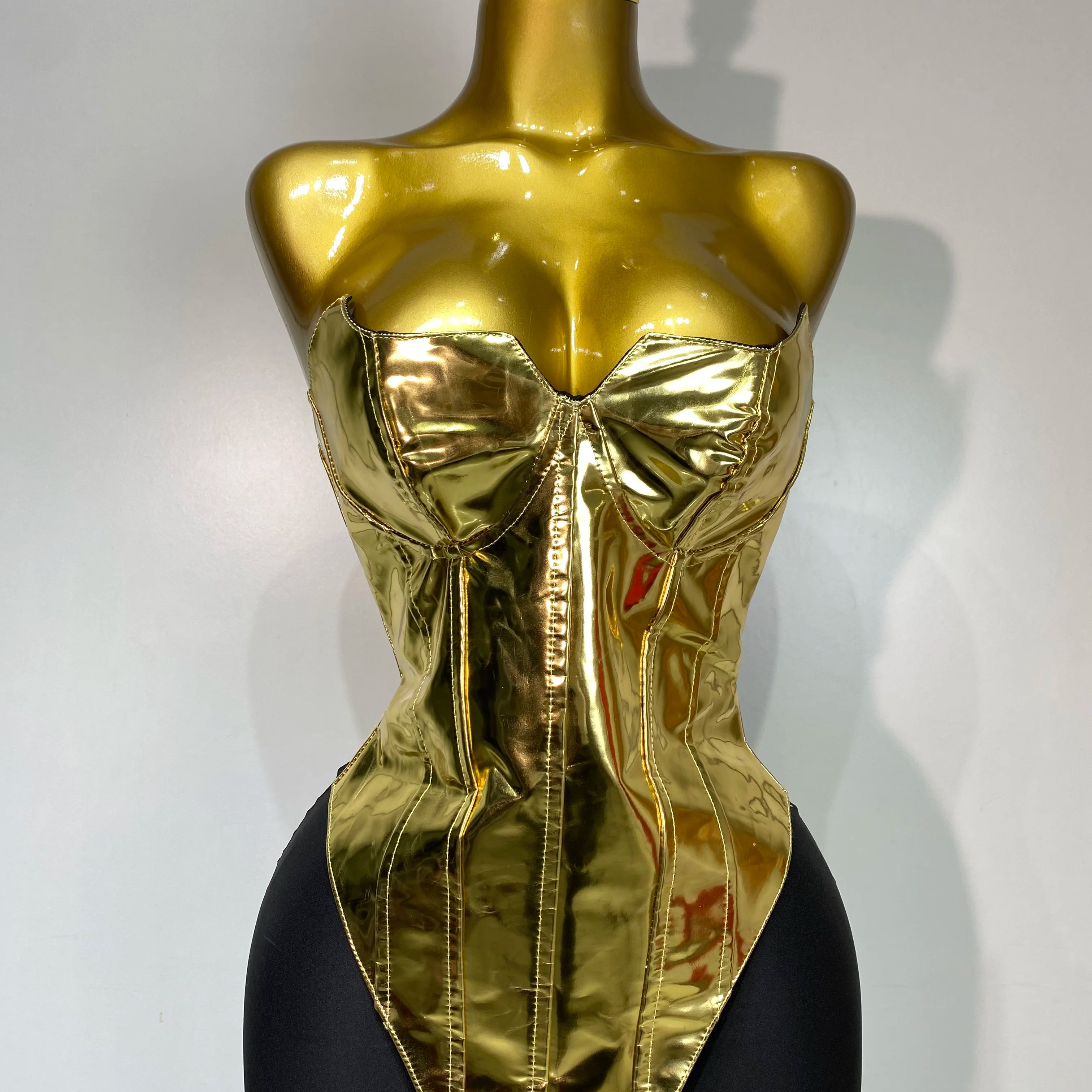 Women Sexy Strapless Gold Two Piece Set Celebrity Elegant Evening Party Maxi Skirt Suit Luxury Birthday Club Gown