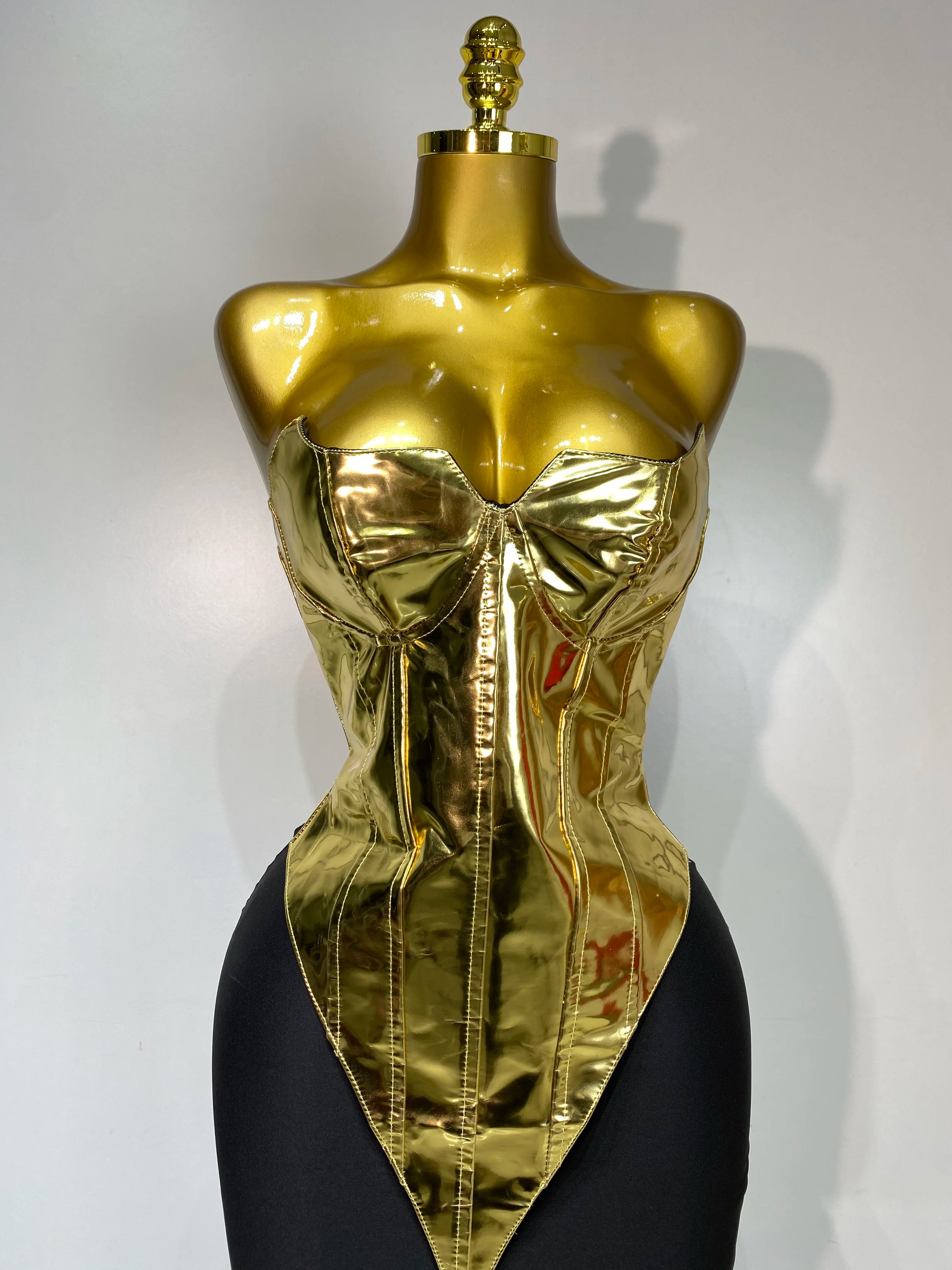 Women Sexy Strapless Gold Two Piece Set Celebrity Elegant Evening Party Maxi Skirt Suit Luxury Birthday Club Gown