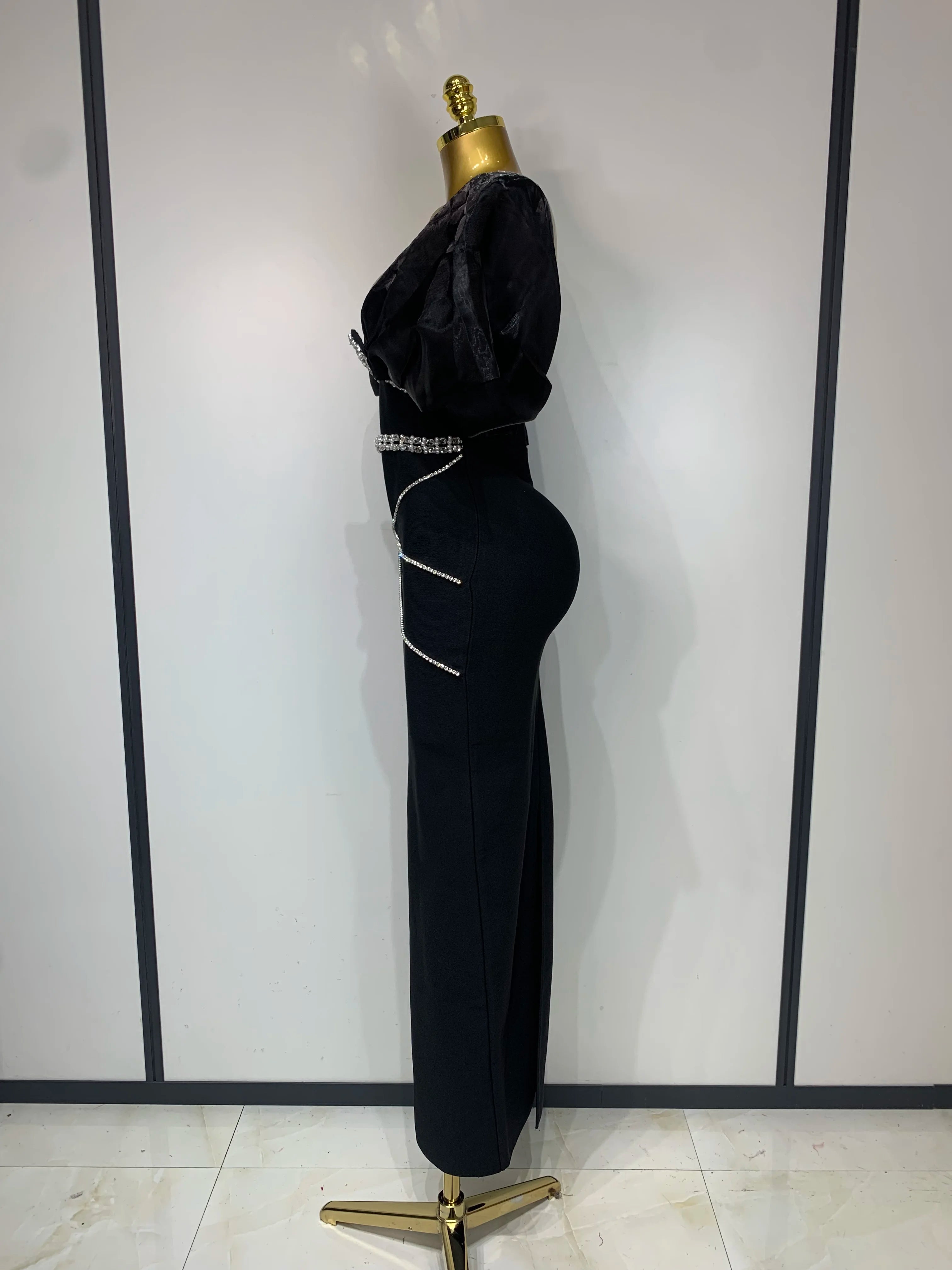 Women Sexy Backless Sparkly Diamonds Black Long Bodycon Bandage Dresses Luxury Birthday Party Celebrity Elegant Knitted Clothing