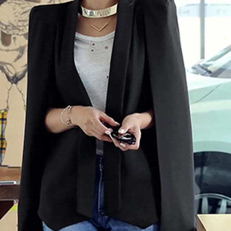 ZANZEA Autumn Shawl Collar Split Sleeve Coat 2023 Women Cloak Blazer Fashion Solid OL Cape Office Casual Suit Jacket Workwear black