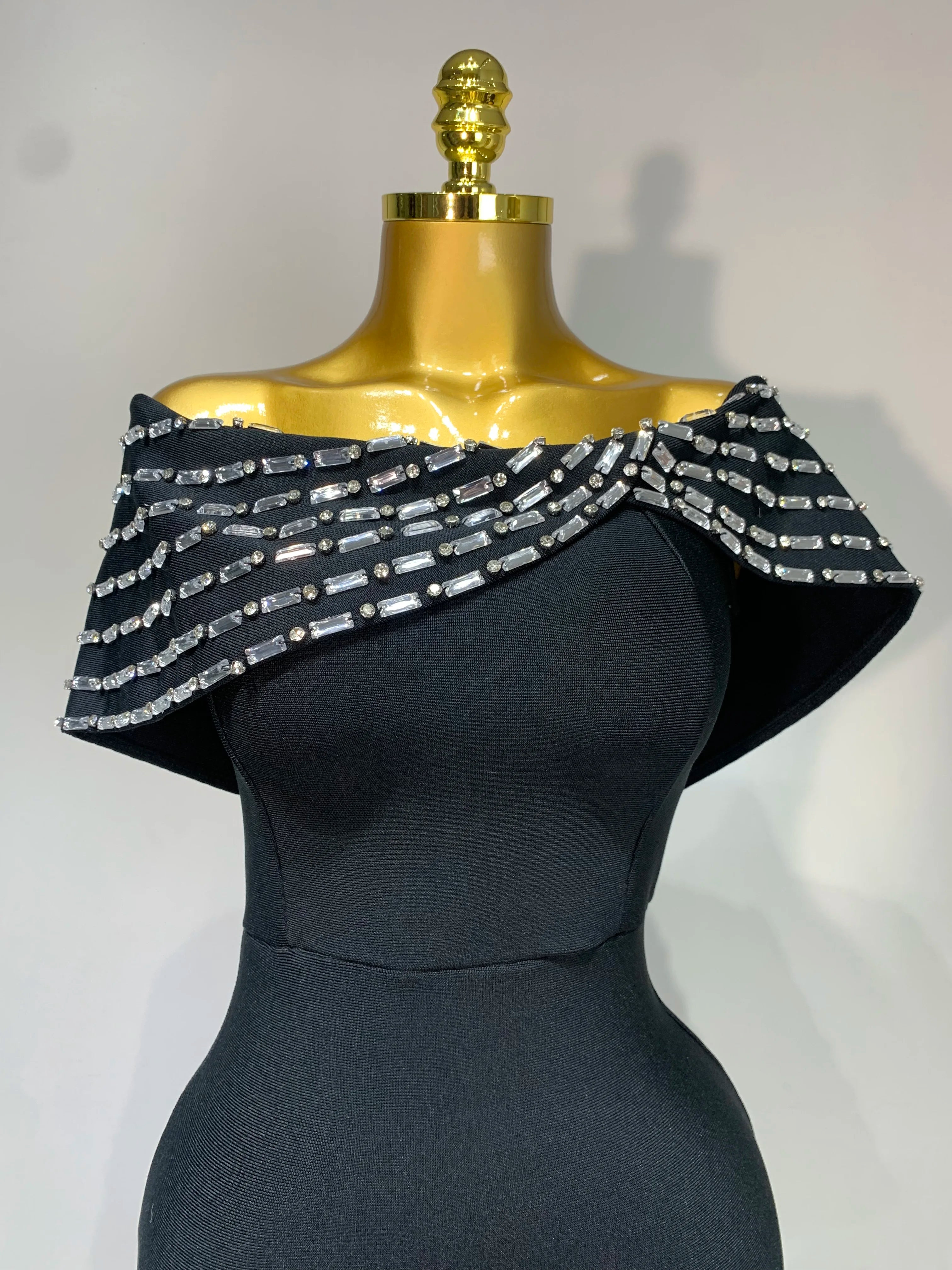 Fashion Sexy Strapless 2025 Black Off-shoulder Bodycon Bandade Dress Celebrity Cocktail Party Luxury Birthday Wedding Dresses