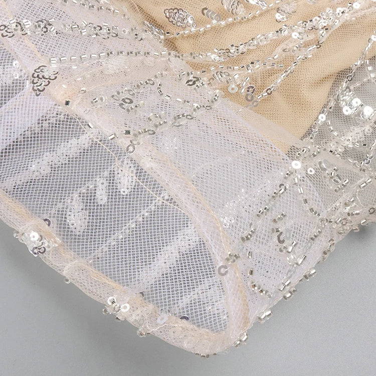 Stunning Crystal Embellished Mermaid Deep-V Neck Dress Gown for Glamorous Evenings