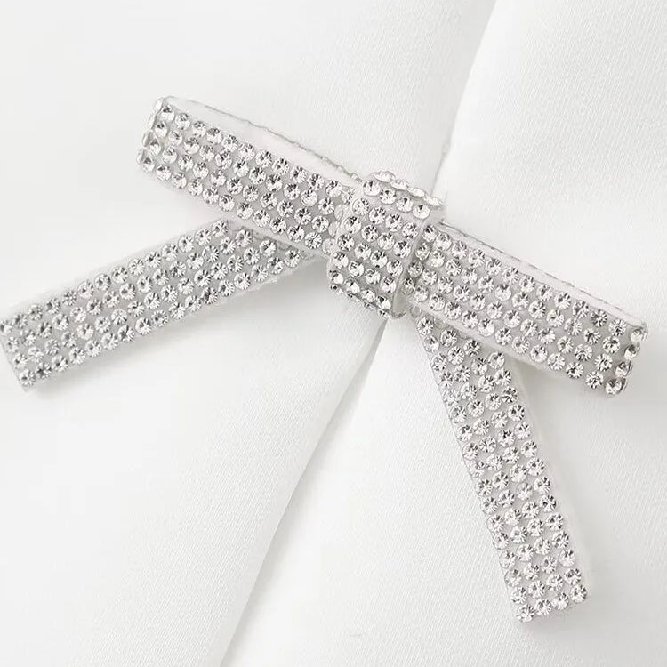 Aonibeier Y2K Black White Women Camis Traf Summer Diamonds Bow Hollow Out Sleeveless Backless Slim Halter Female Crop Top