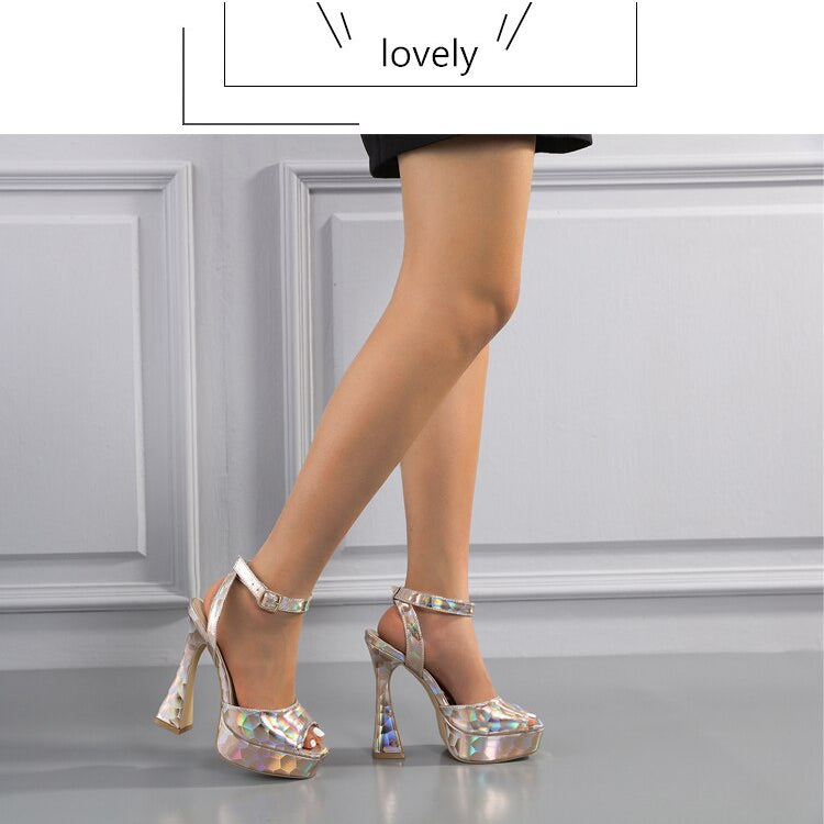 Wedding Great Block High Heels Summer Shoes Women Sexy Elegant Brand New Platform Modern Lady Office Party Sandals