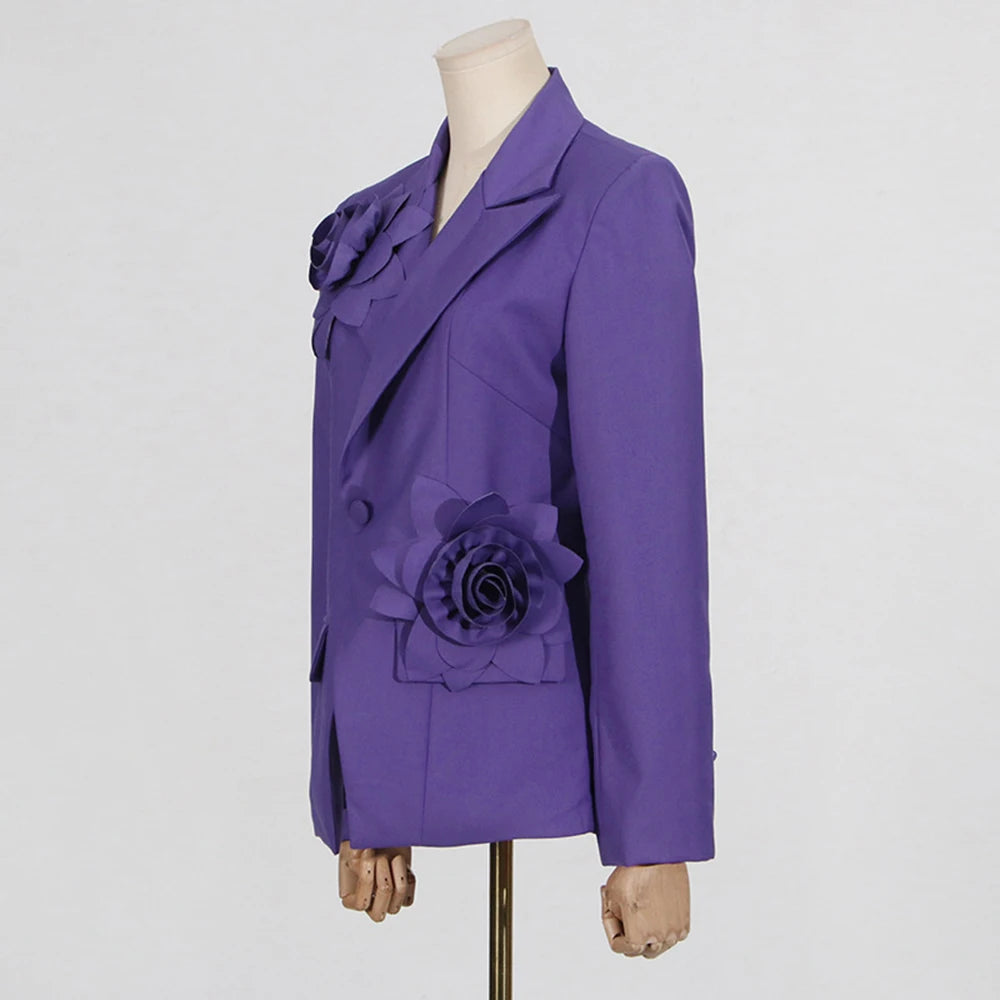 Solid Slimming Spliced Appliques Elegant Jackets for Women Lapel Long Sleeves Patchwork Button Jacket Female New