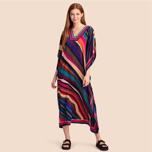 Printed Kaftans Beach Cover Up Seaside Maxi Bohemian Dresses Beachwear Pareo 13 One Size