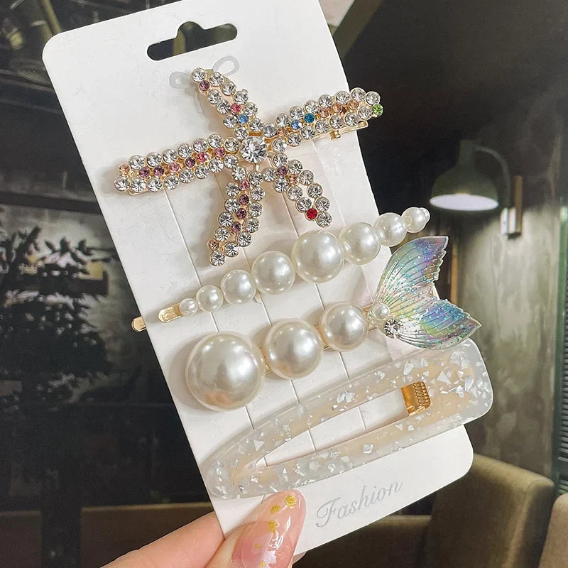 Simulated Pearl Hair Clips For Women Korean Women Hairpins Girl Geometric Hair Barrettes Fashion Hairgrip Hair Accessories Set 28