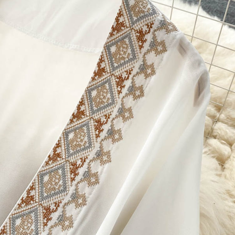 Summer Pareo Beach Kimono Bohemian Cover Up Long Fashion Embroidery Poncho Cardigan Tassel Chiffon Shirt