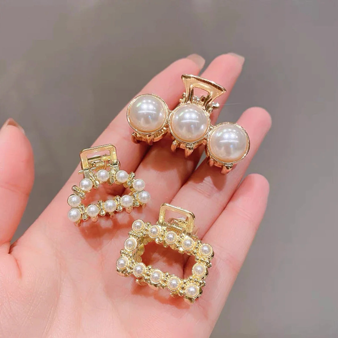 Mini Pearl Hair Claws Clips for Women Elegant Rhinestone Headwear Hairpins Hair Crab Barrettes Hair Accessories for Women 3pcs 6 One Size