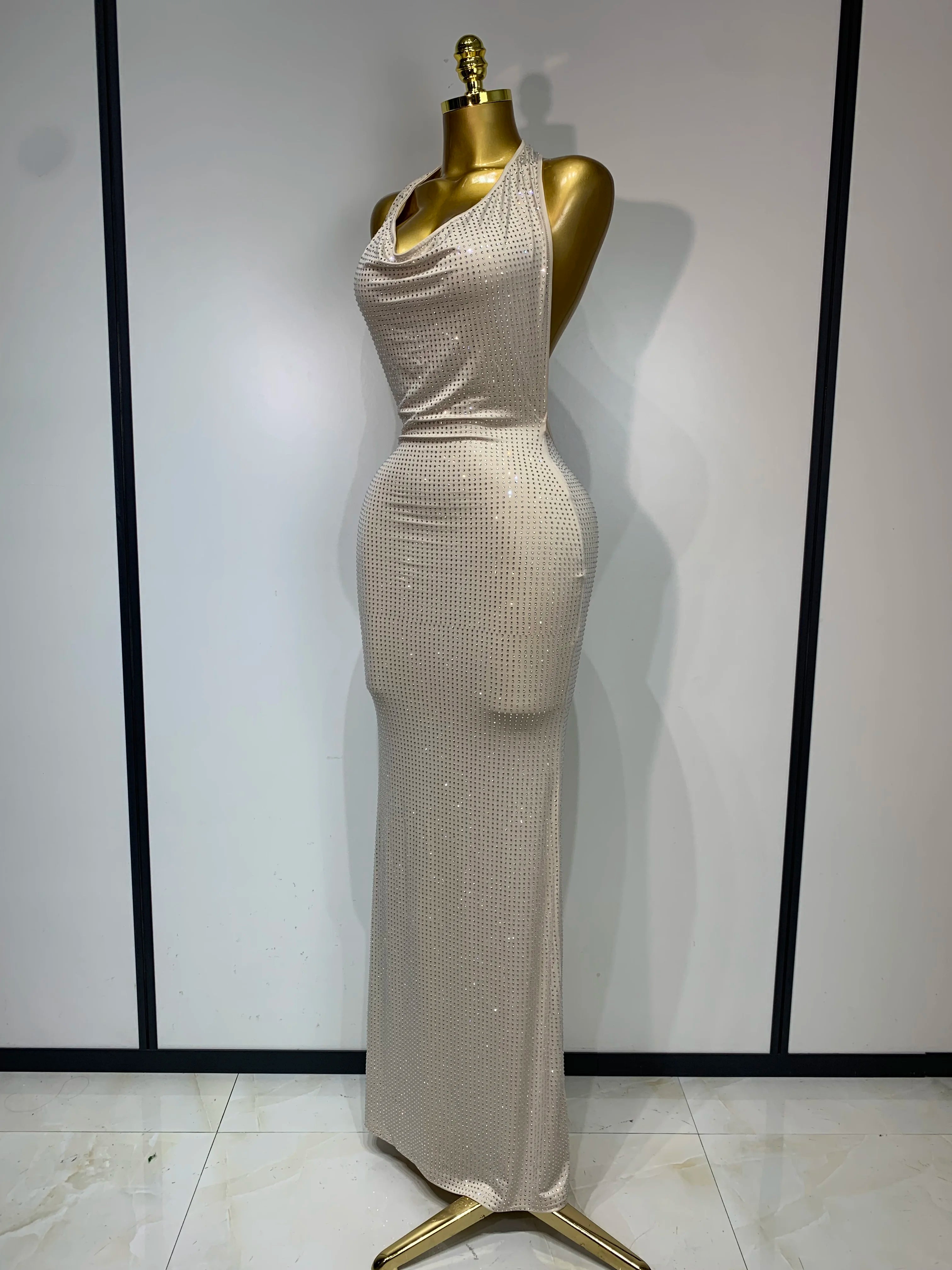 Sexy Backless Bodycon Dress Women Eegant Birthday Evening Party Dresses Luxury Formal Prom Dresses Sparkly Nightclub Vestidos