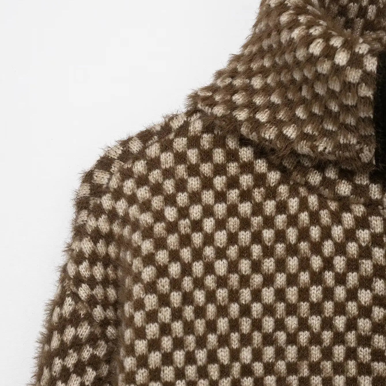 Autumn and winter loose and slim sweater jacket with artificial fur effect high collar zipper sweater jacket jacket