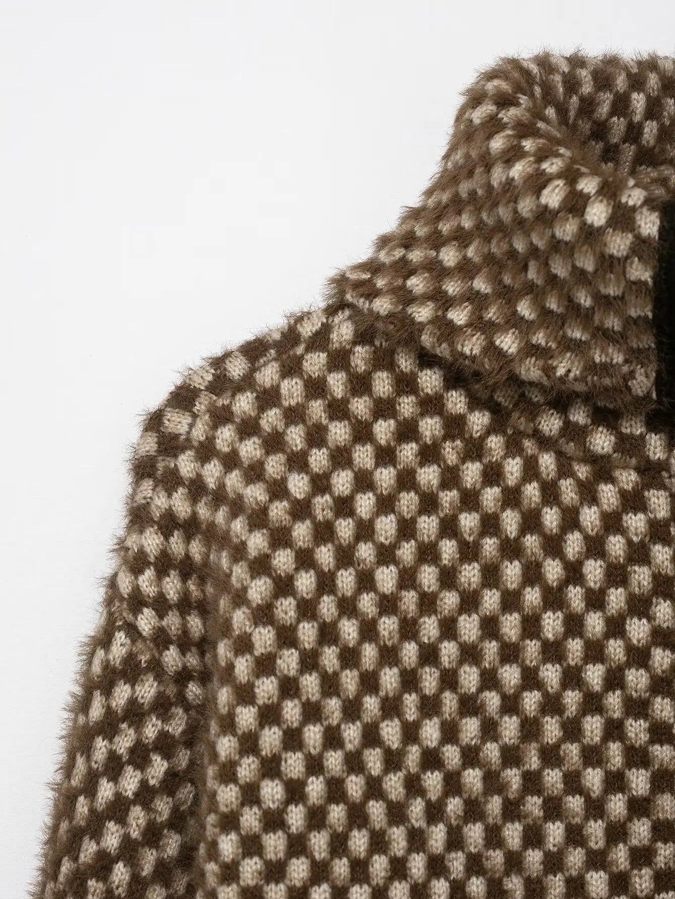 Autumn and winter loose and slim sweater jacket with artificial fur effect high collar zipper sweater jacket jacket