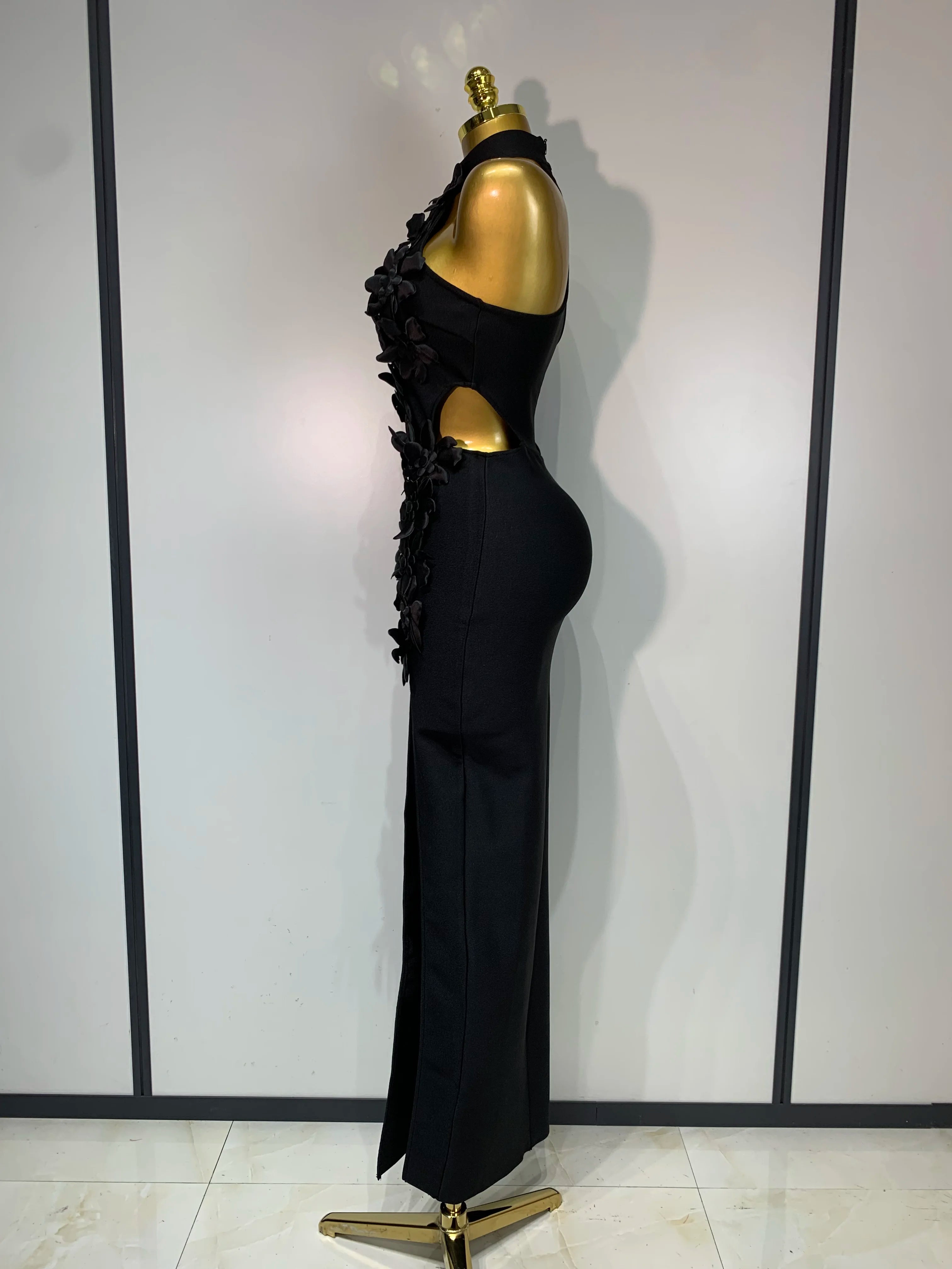 Women Sexy Sleeveless Flower Hollow Out Evening Party Bandage Dresses Red Knitted Bodycon Birthday Wedding Guest Clothing