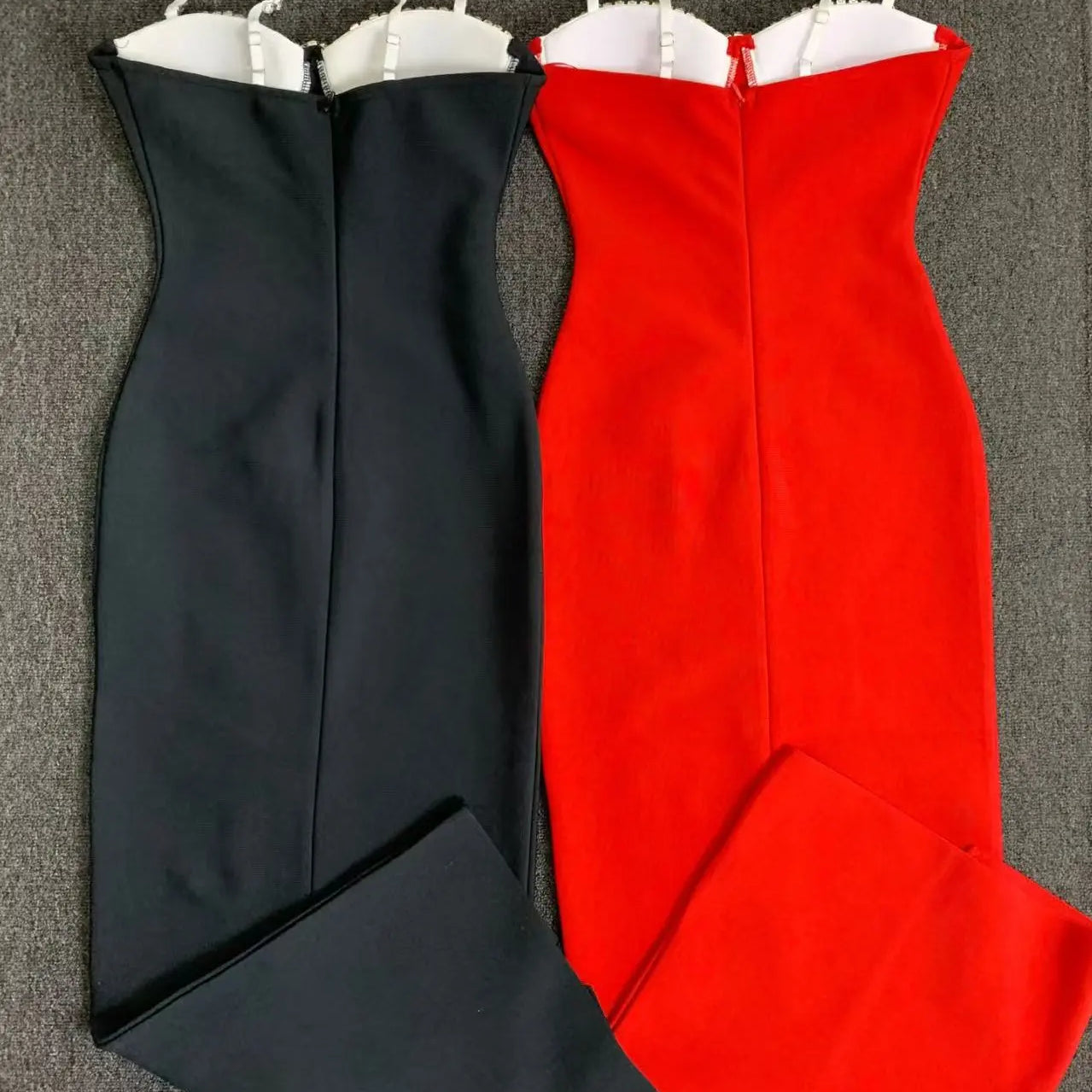 Black Red Color Women Sleeveless Sexy Strap Square Collar Bodycon Long Bandage Dress Fashion Celebrate Nightclub Party Outfit