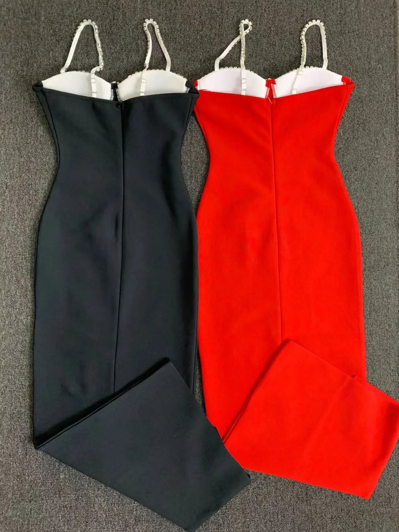 Black Red Color Women Sleeveless Sexy Strap Square Collar Bodycon Long Bandage Dress Fashion Celebrate Nightclub Party Outfit