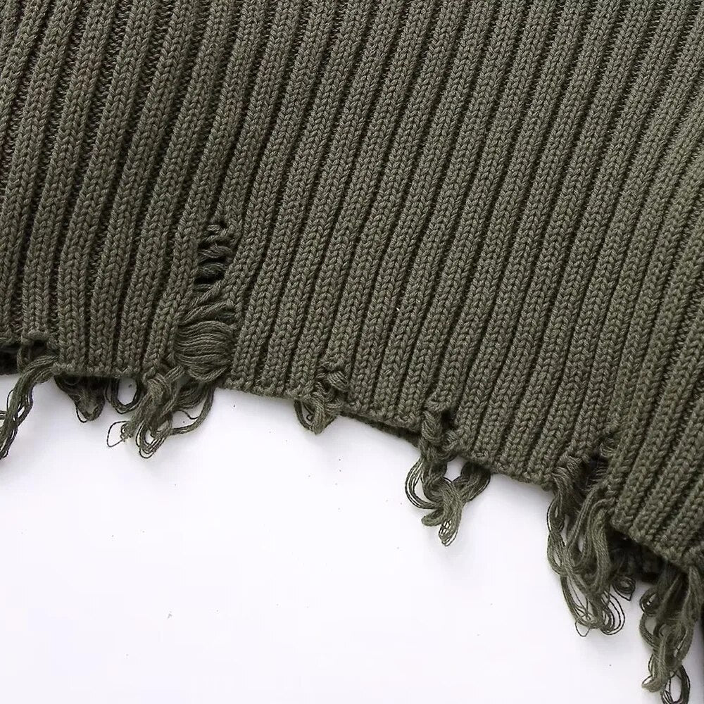 UNIZERA2024 Autumn and Winter New Women's Long Sleeve Round Neck Casual Sweater with Hole Decoration Short Knit