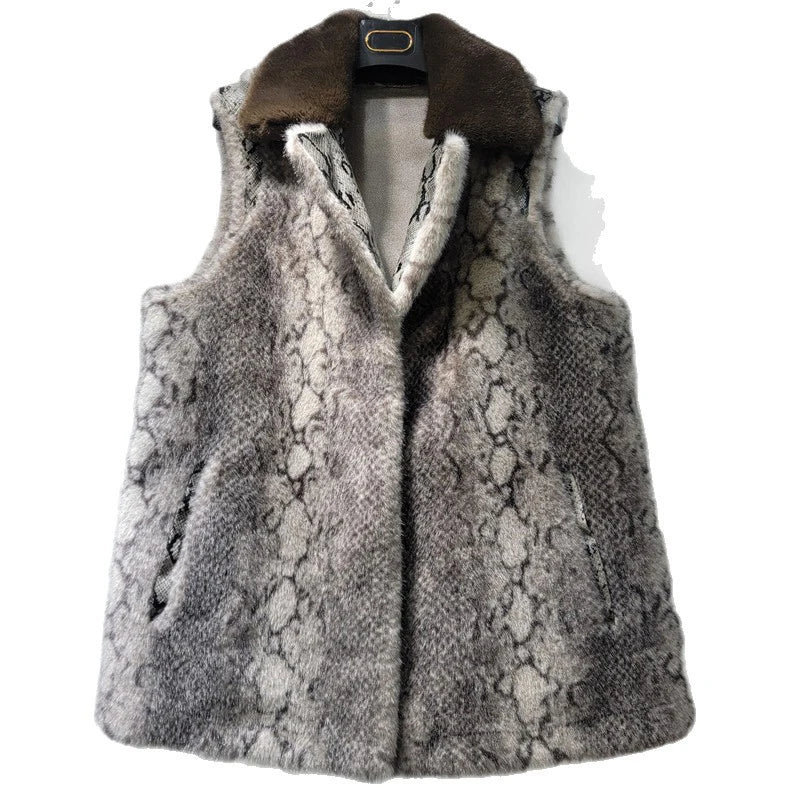 Winter New Fashion High-End Leopard Print Plush Vest For Women Loose Versatile Outerwear Waistcoat Female 11A07793