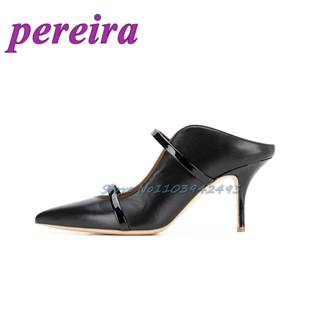 Silver Strappy Heeled Sandals Shallow Pointed Toe Heels Slip On Luxury Designer Shoes Sandalias De Mujer Zapatillas Summer 2025