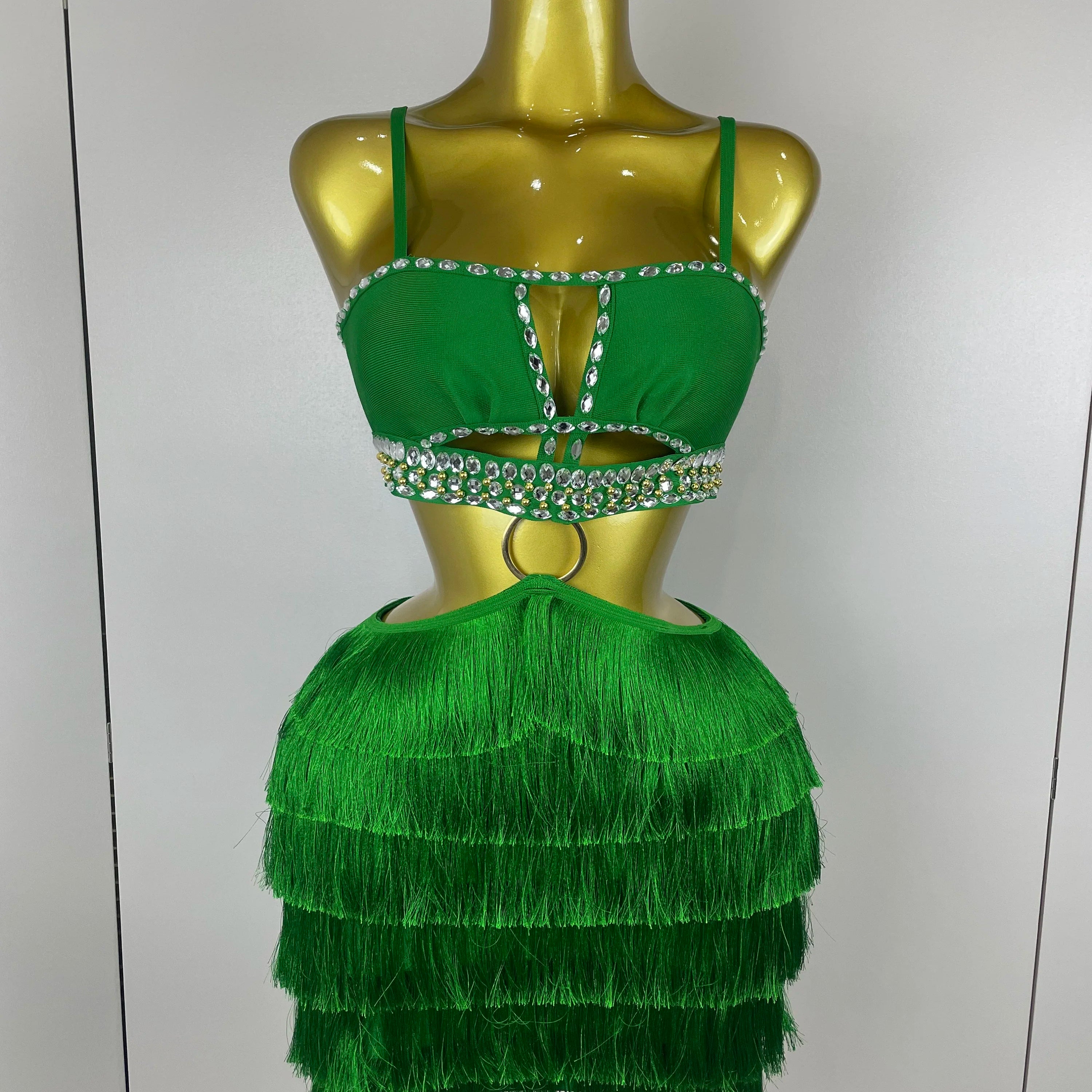 2025 Women Sexy Green Sling Backless Dress Bodycon Bandage Dress Celebrity Elegant Evening Club Luxury Birthday Party Dresses green