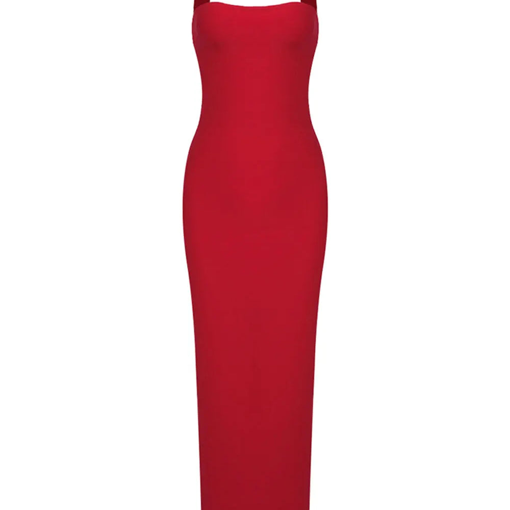 2024 Sexy Women Maxi Dress Fashion Slips Sleeveless Bodycon Off Back Long Bandage Dress Celebrity Cocktail Evening Party Vestido Red
