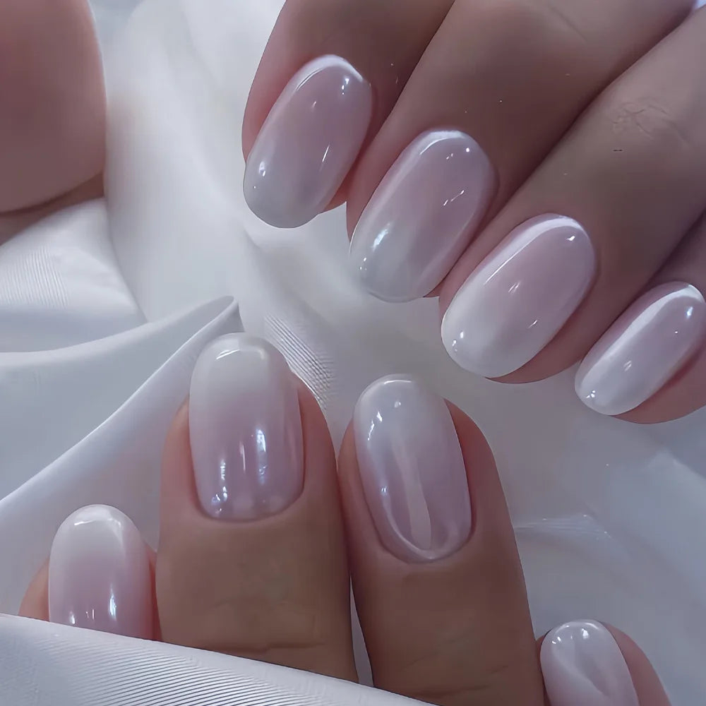 24pcs/set Medium long fake nails for women girls Y2K gradient purple blue yellow green square almond tips press on false nails 2534