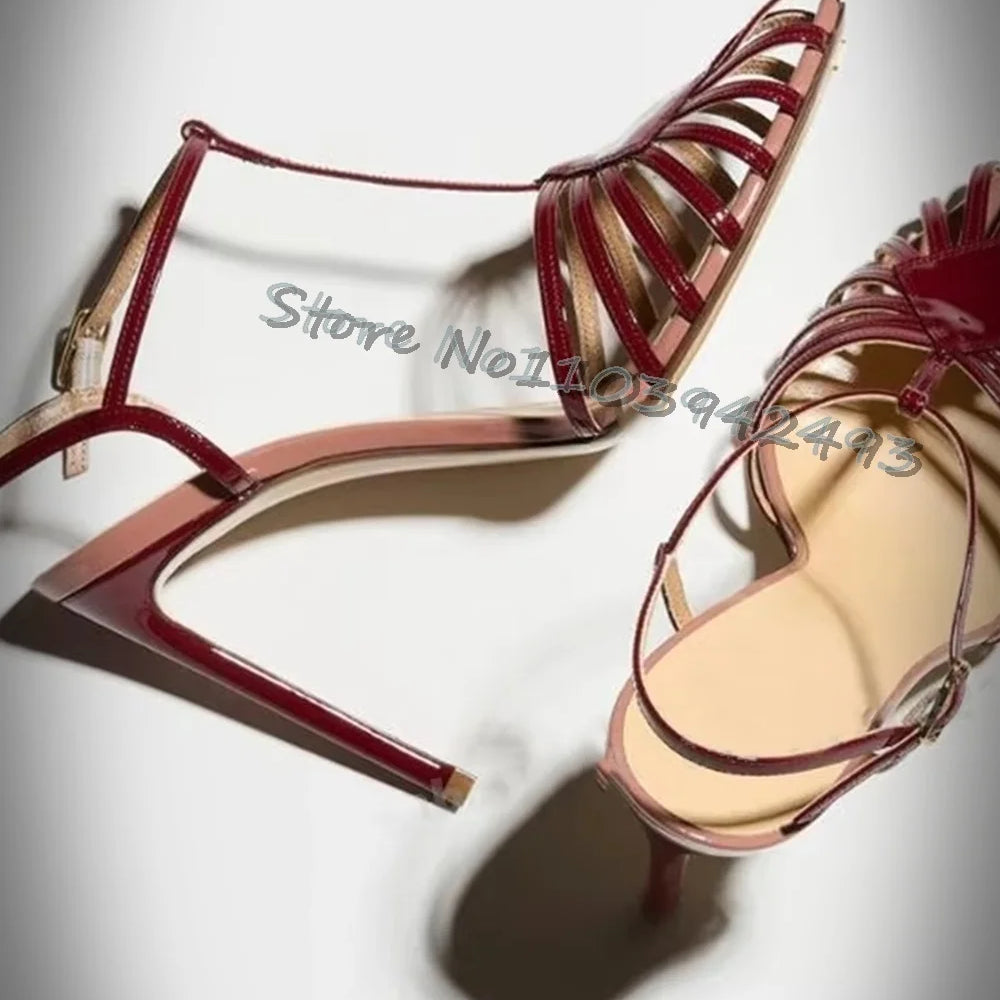 Womens Strappy High Heels Open Toe Sandals Fashion Summer Party Shoes Ladies Elegant Wedding Dress Shoes Red And White Color Ava as picture