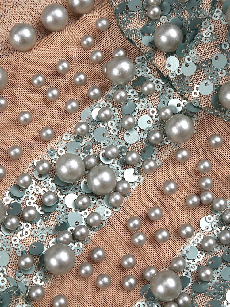 Luxury Women'S Elegant Dress For Special Occasions Sleeveless Maxi Gown With Pearl Sequins Female Clothing