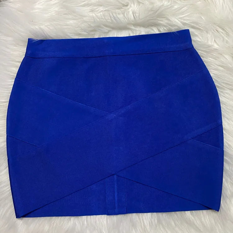 Ladies Rayon Black Thick Rayon Pencil Bandage Skirt Cute Mini Skirt Blue