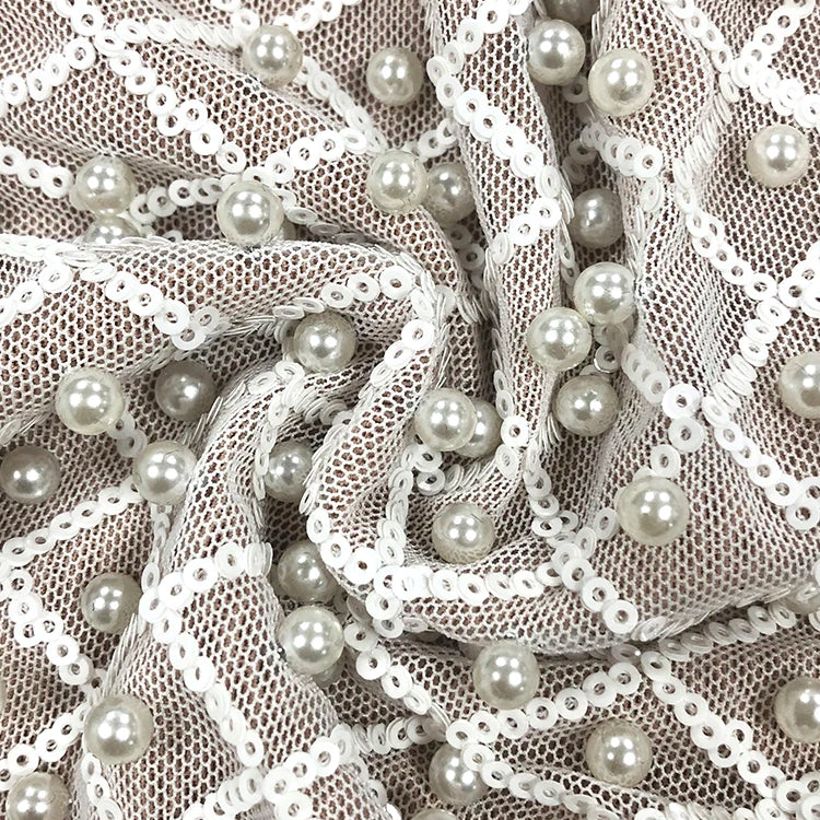 Pearl Sequins Hollow Out Short Dress For Women Sexy Long Sleeve Key Hole Bow Tie Diamond Beige Mini Evening Party Dress