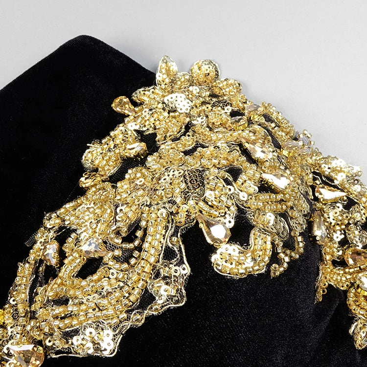 Glamorous Black Strapless Mermaid Dress with Crystal Embellishments for Gala Events Evening Gown