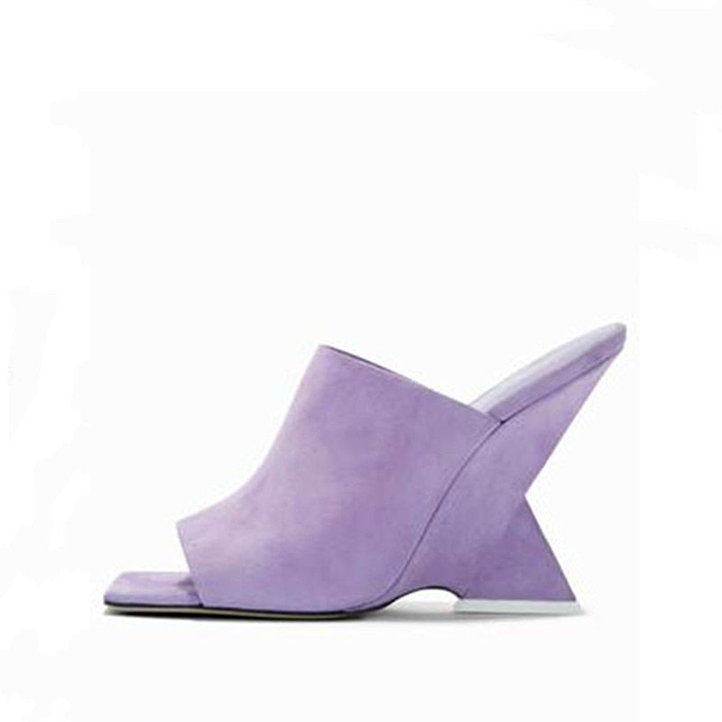 Women's New Summer High-heeled Diagonal Heeled Square Sandals, Fashionable Thick Heeled Slope Heel Large