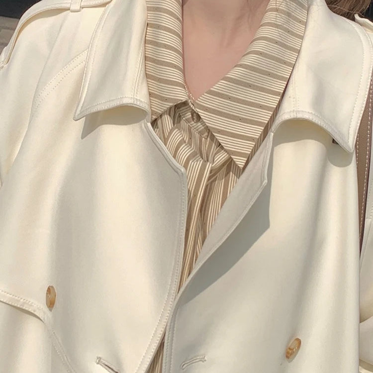 Lautaro Spring Autumn Long Trench Coat for Women Raglan Sleeve Double Breasted Elegant Stylish Chic Luxury Designer Clothes 2025