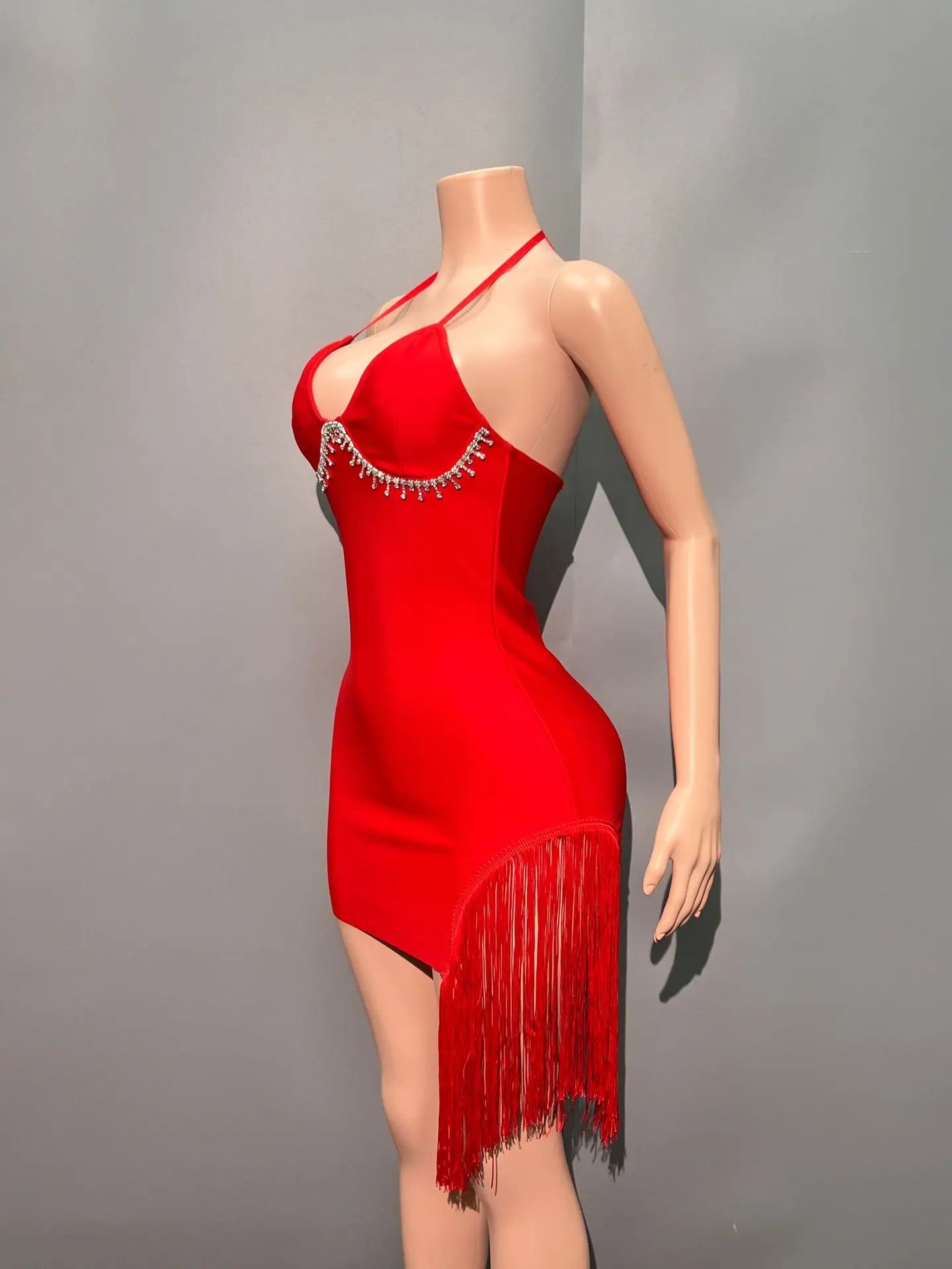 Red Black Color Women Sleeveless Sexy V-Neck Bodycon Bandage Mini Dress Celebrate Nightclub Party Birthday Outfit Vestido
