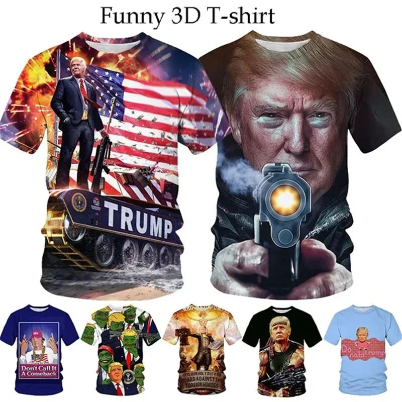 Menwomen Newest Fashion Donald Trump Print T-Shirts 2024 Presidential Support Funny Trump Short Sleeved Shirt Tee Tops T Shirt