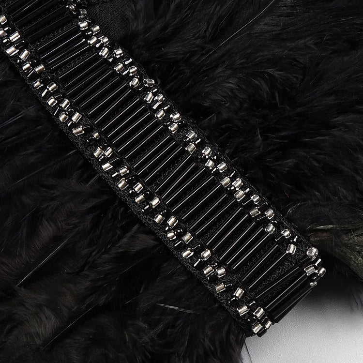 Women'S Luxury Party Dress Black Feather Design Strapless Prom Short Formal Occasions Dance Dress Summer New