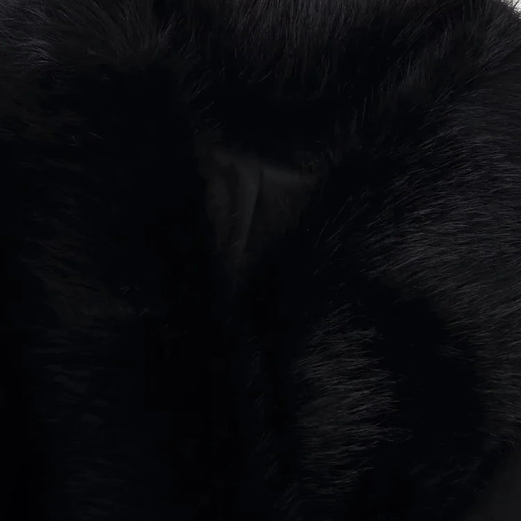 Women New Slim Black Faux Fur Woolen Patchwork Women Long Coat Chic Belt Full Sleeve Button Female Outwea Coats