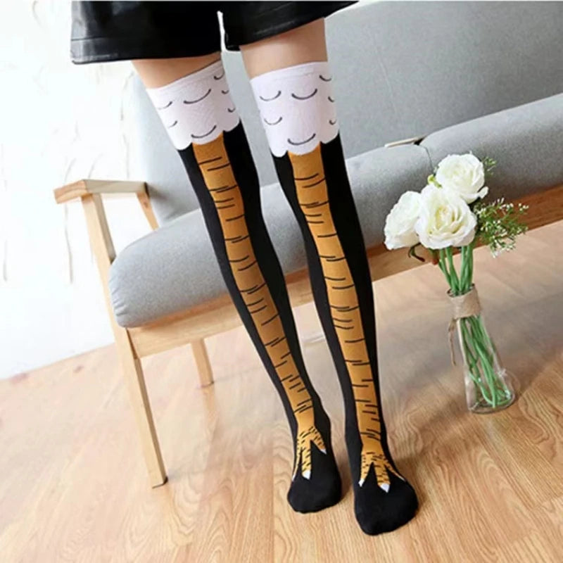Women Socks With Knee Length Chicken Feet Funny Personalized Realistic Chicken Feet Birthday Gifts Trendy Sports Socks