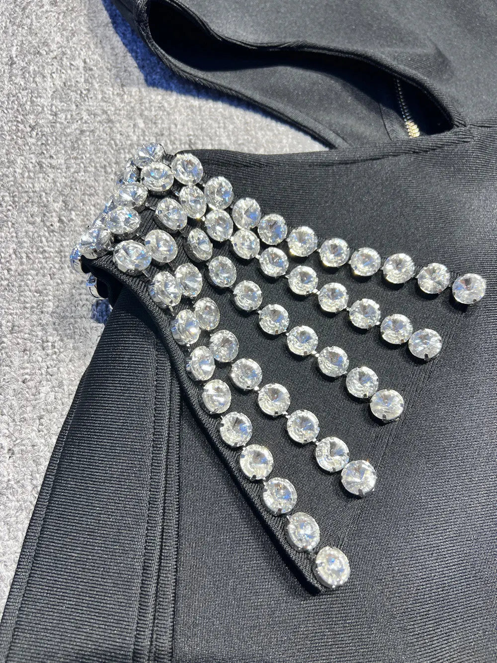 2024 Sexy Women's Light Luxury Nail Diamond Bandage Dress One Shoulder Slant Neck Bodycon Waist Long Dress Evening Party Vestido